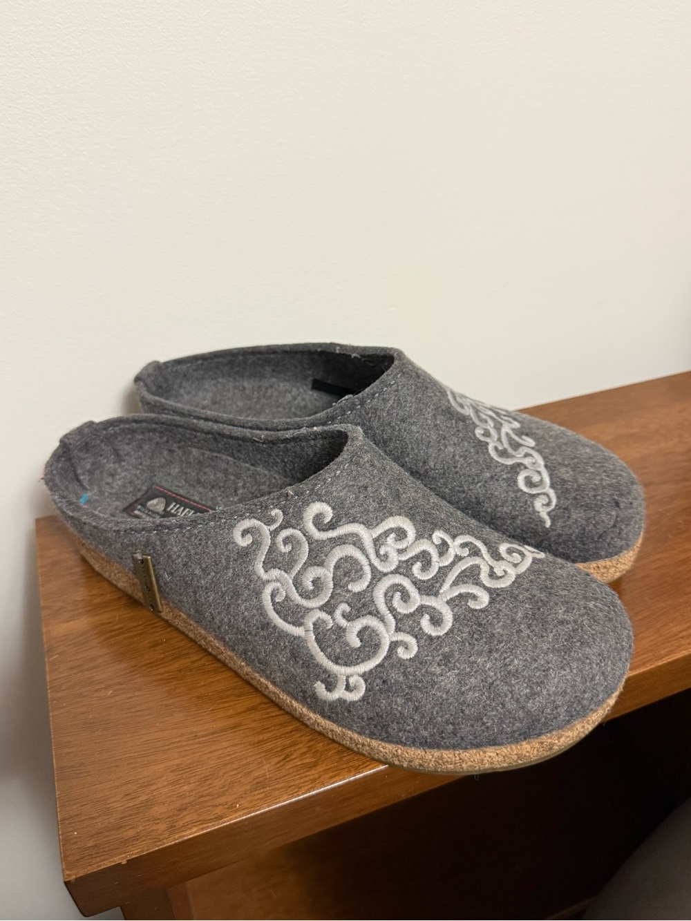 Haflinger Gray Wool Symphony Felt Slip-On Clogs EU 39 US Women’s 8